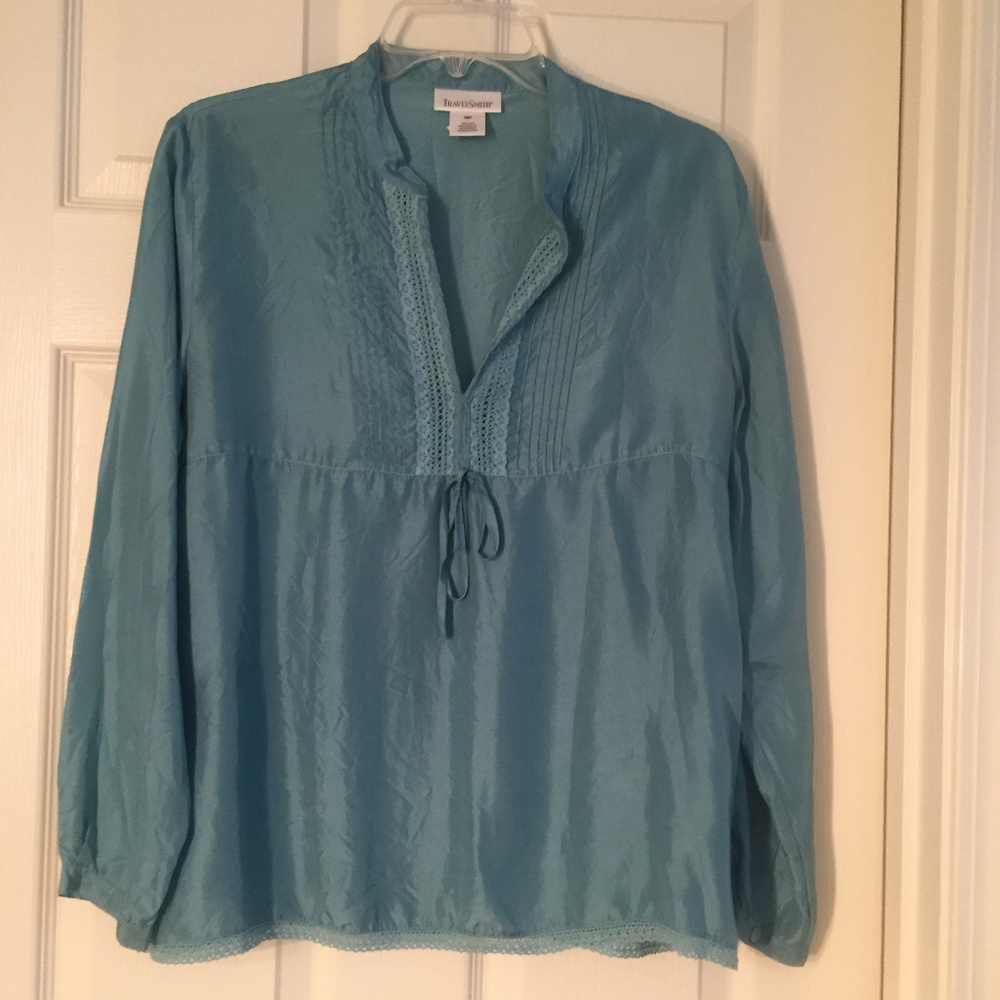 Petite silk pullover blouse